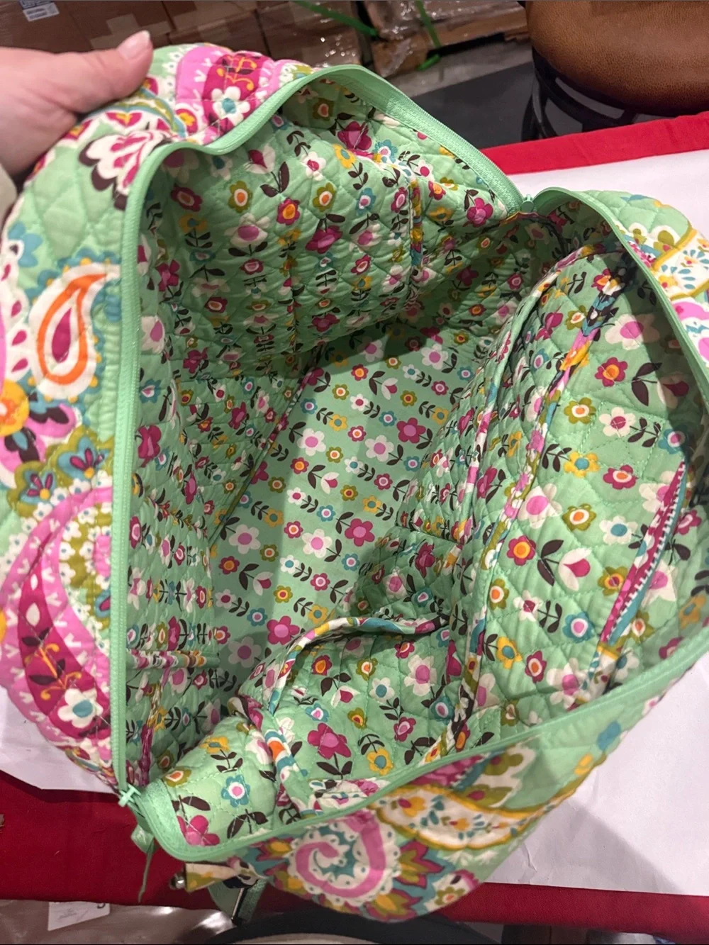 Quilted Paisley Convertible Tote Bag - Mint Multi